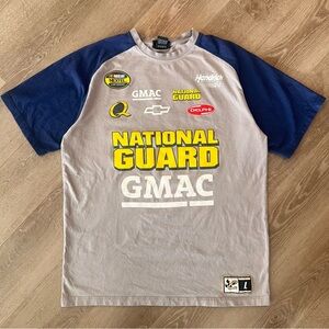 Vintage NASCAR Racing Casey Mears Grey Raglan National Guard T Shirt Men Large
